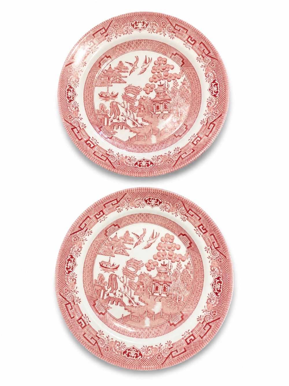 Churchill Willow Rosa Pink Red Dinner Plates Set of 2 Made in England